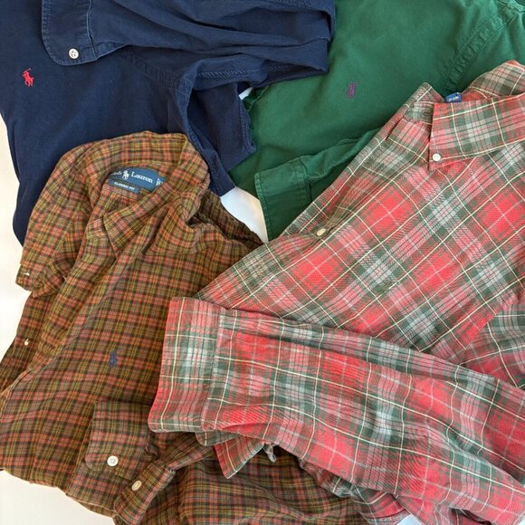 Lot of FOUR (4) Polo Ralph Lauren Long Sleeved Check Button Up Shirts Men's XXL - Picture 1 of 16